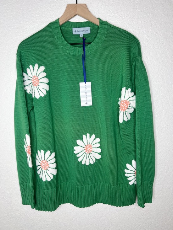 Tuckernuck Sweaters - Tuckernuck Green Miss Daisy Sweater Crew Neck Floral size Medium NWT